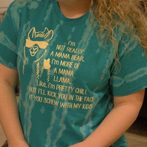 Teal & Light Blue Funny Mama Llama T-Shirt